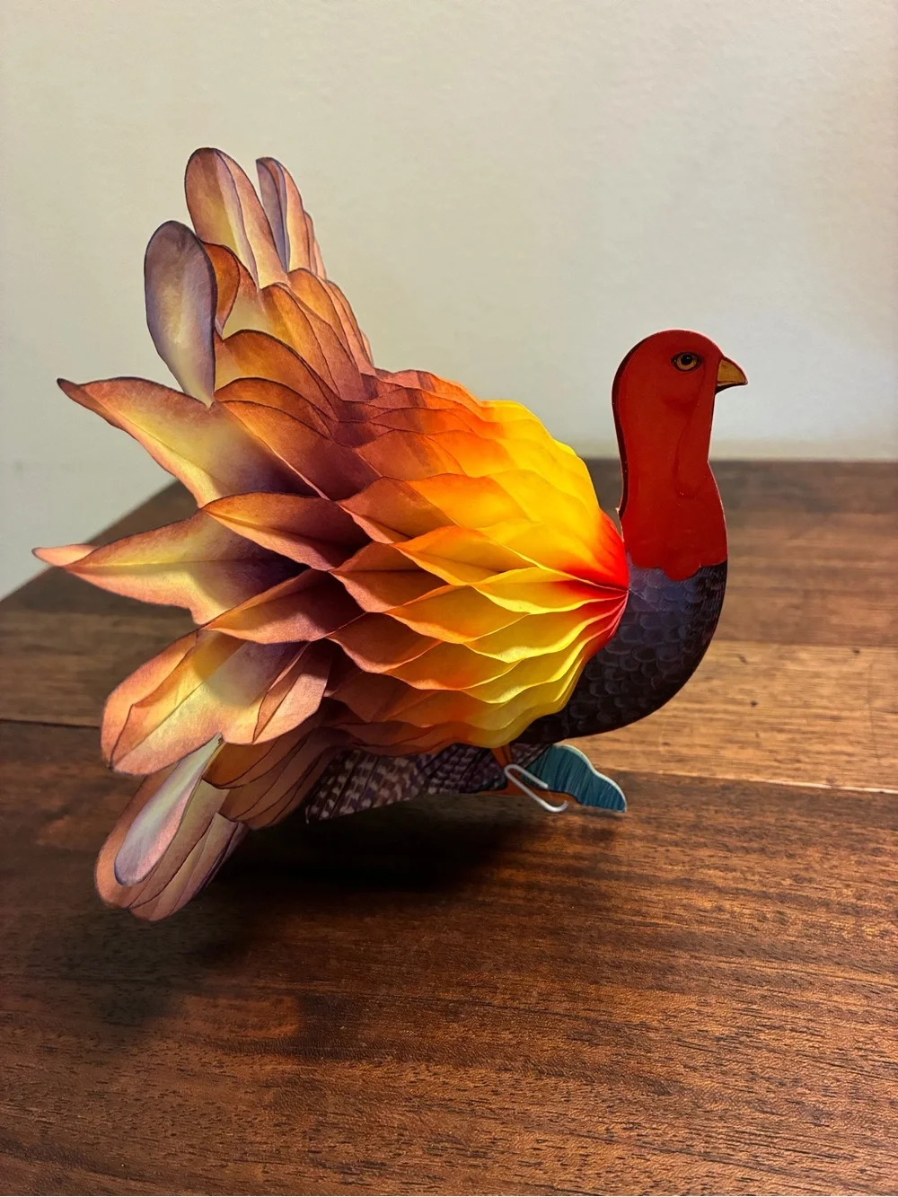 Set of 3 Vintage Paper Honeycomb Turkeys Original Packaging Thanksgiving